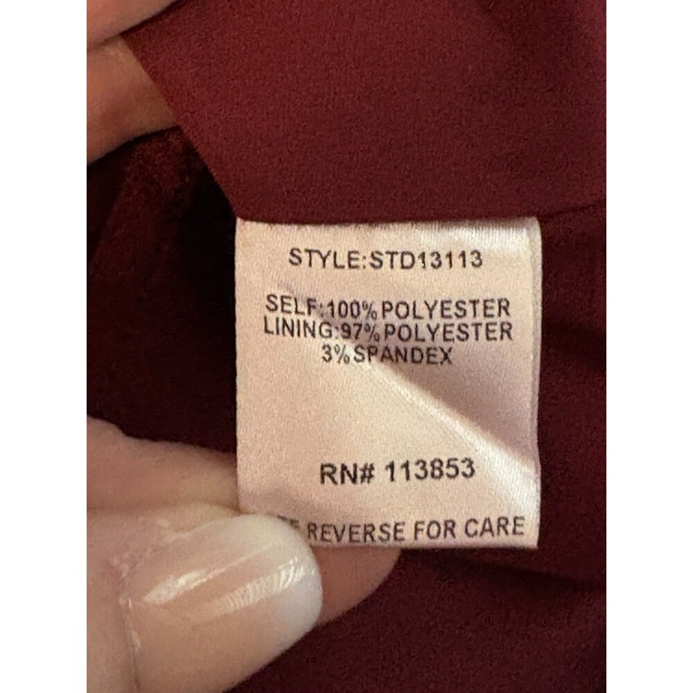 Sugarlips Burgundy Satin Midi Dress M Flutter Sleeve Wedding Guest GUC - Picture 6 of 8